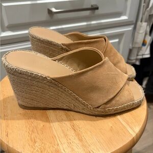 Vince Camuto Tan Suede Espadrille Wedge Slides